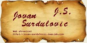 Jovan Surdulović vizit kartica